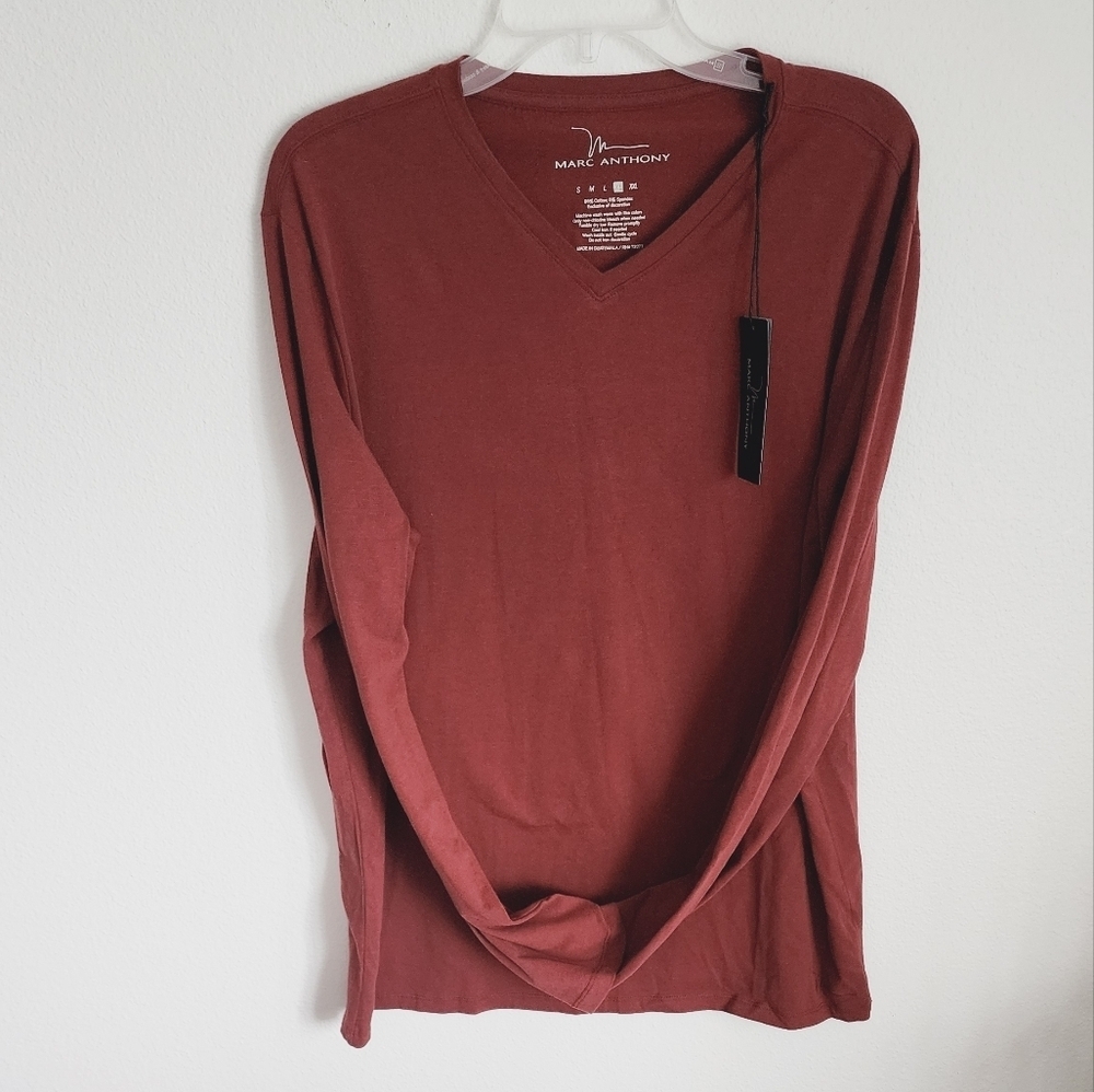 Marc Anthony Men's Long Sleeve Henley Mador Brown Sz XL (NWT)